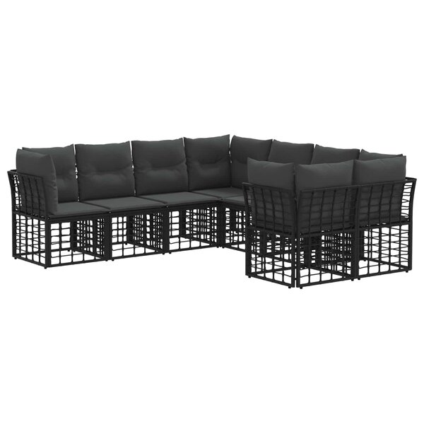 vidaXL Ensemble de canapés d'extérieur 8 Pièces Noir et Gris foncé