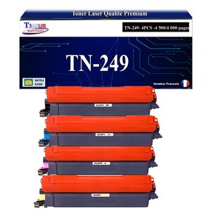 T3AZUR -4x Toners compatibles avec Brother TN249 pour Brother HL-L8230CDW HL-L8240CDW MFC-L8340CDW MFC-L8390CDW