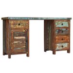 vidaXL Bureau sur pieds Bois de récupération massif 140 x 50 x 77 cm