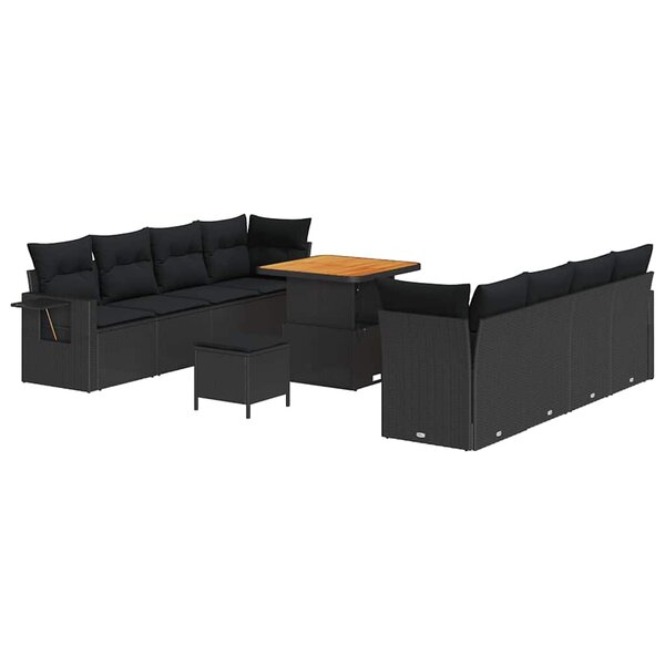 vidaXL Ensemble de canapé de jardin 11 Pièces Noir 80 x 80 x 71 cm