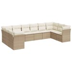 vidaXL Salon de jardin avec coussins 10 Pièces beige résine tressée