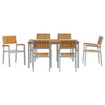 vidaXL Ensemble de salle à manger pour jardin 7 Pièces Gris et marron
