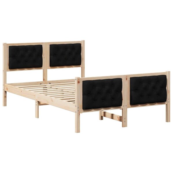 vidaXL Cadre de lit avec tête de lit Noir 120 x 190 cm Pin massif