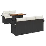 vidaXL Ensemble de canapés de jardin en 6 pièces avec coussins Noir Poly Rattan Acacia