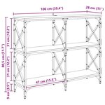vidaXL Table console Chêne noir 100 x 28 x 80 5 cm Bois d'ingénierie