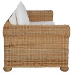 vidaXL Canapé à 2 places avec coussins Rotin naturel