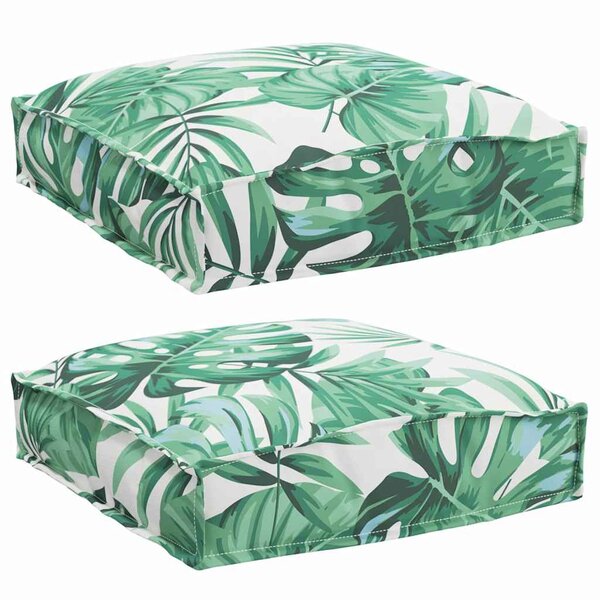vidaXL Coussins de palette pour siège  2 pièces  motif de feuilles  40 x 40 x 8 cm  tissu Oxford.