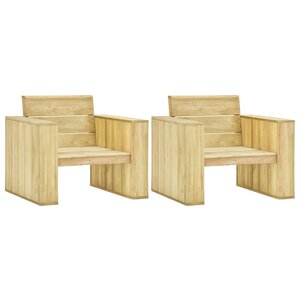 vidaXL Chaises de jardin lot de 2 89x76x76 cm Bois de pin imprégné