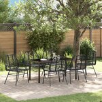 vidaXL Ensemble de repas de jardin 7 pièces noir en poly rotin