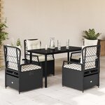 vidaXL Ensemble à manger de jardin coussins 5Pièces Noir Résine tressée
