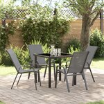 vidaXL Ensemble de salle à manger de jardin de 5 pièces - Textilène gris et acier