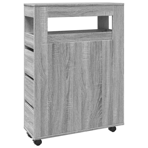 vidaXL Meuble étroit de salle de bain à roulettes sonoma gris