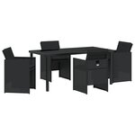 vidaXL Ensemble de repas de jardin 5 pièces avec coussins en Rattan Poly noir