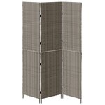 vidaXL Paravent 3 Panneaux Pliable Gris 147x180 cm Rattan Poly