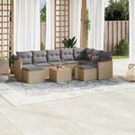 vidaXL Salon de jardin avec coussins 10 Pièces beige résine tressée