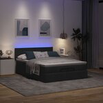 vidaXL Lit ottoman avec matelas et LED noir 140x200 cm tissu