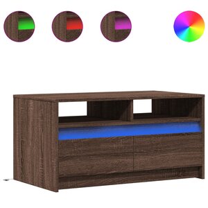 vidaXL Table basse avec lumières LED chêne marron bois d'ingénierie