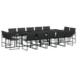 vidaXL Ensemble à manger de jardin avec coussins 15 Pièces noir textilène