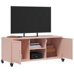 vidaXL Meuble TV rose 100 5x39x43 5 cm acier