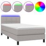 vidaXL Sommier à lattes de lit matelas LED Gris clair 100x200 cm Tissu