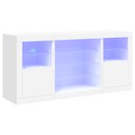 vidaXL Buffet avec lumières LED blanc 142 5x37x67 cm