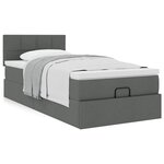 vidaXL Cadre de lit ottoman avec matelas gris foncé 100x200 cm tissu