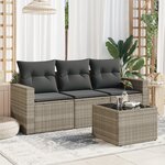 vidaXL Salon de jardin 4 Pièces avec coussins gris clair résine tressée
