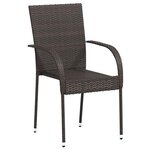 vidaXL Chaises empilables d'extérieur lot de 2 Résine tressée Marron