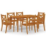 vidaXL Ensemble à manger de jardin 7 Pièces Bois d'acacia solide