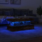 vidaXL Table basse avec lumières LED chêne fumé 90x50x40 cm