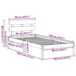 vidaXL Cadre de lit avec tête de lit 90x190 cm en bois massif de pin