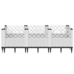 vidaXL Jardinière avec piquets blanc 123 5x43 5x43 5 cm PP