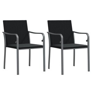 vidaXL Chaises de jardin avec coussins lot de 2 noir 56x59x84 cm rotin