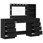 vidaXL Ensemble de Coiffeuse 3 Pièces avec LED en Bois d'Ingénierie Noir