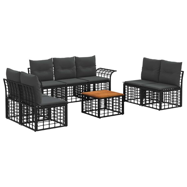 vidaXL Ensemble de canapés d'extérieur 8 Pièces Noir et Gris foncé