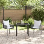 vidaXL Ensemble de salle à manger de jardin 3 pièces avec coussins Marron Poly Rattan