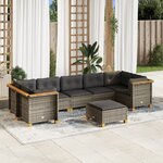 vidaXL Salon de jardin 8 Pièces avec coussins gris résine tressée