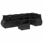 vidaXL Salon de jardin 7 Pièces avec coussins noir résine tressée