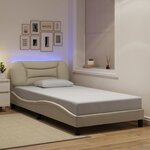 vidaXL Cadre de lit avec lumières LED crème 100x200 cm tissu
