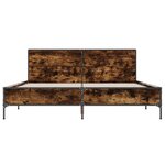 vidaXL Cadre de lit chêne fumé 120x200 cm bois d'ingénierie et métal