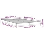 vidaXL Cadre de lit sans matelas gris 120x190 cm bois de pin massif