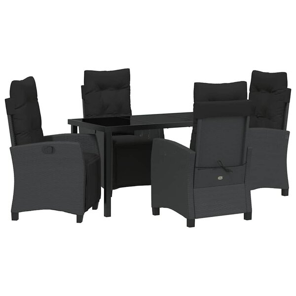 vidaXL Ensemble de salle à manger pour jardin 5 Pièces Noir polyrotin