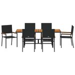 vidaXL Ensemble de salle à manger pour jardin 7 Pièces Noir et Marron