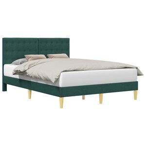 vidaXL Cadre de lit avec tête de lit Vert foncé 120 x 190 cm Tissu