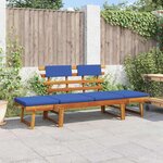 vidaXL Banc de jardin avec coussins 2-en-1 190 cm Bois solide d'acacia