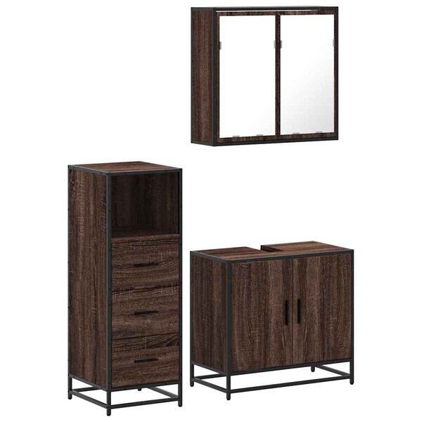 vidaXL Ensemble de meubles de salle de bain 3 Pièces Chêne marron