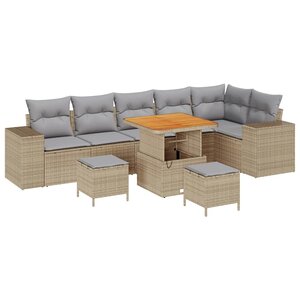 vidaXL Ensemble de canapé de jardin 9 Pièces Beige et Gris clair