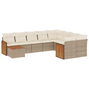 vidaXL Salon de jardin avec coussins 10 Pièces beige résine tressée