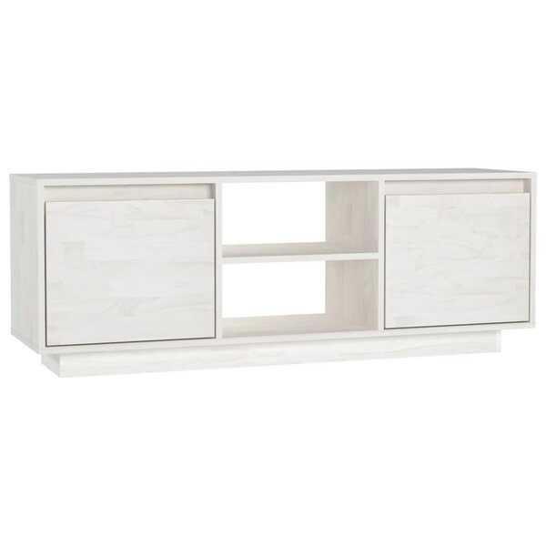 vidaXL Meuble TV Blanc 110x30x40 cm Bois de pin massif