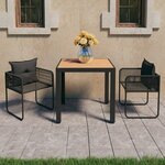 vidaXL Ensemble à manger de jardin 3Pièces PVC résine tressée noir marron